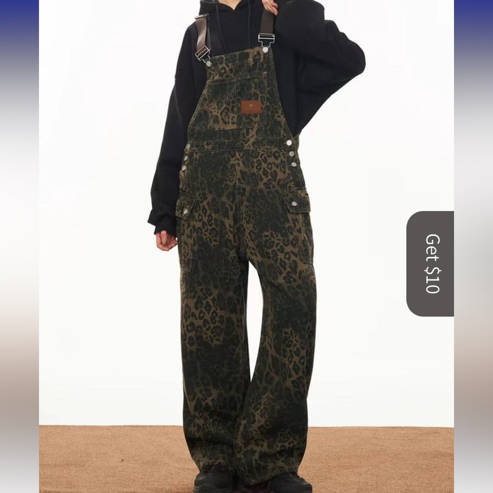 Leopard print overalls